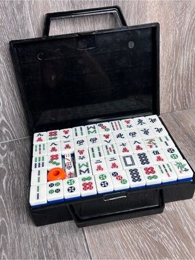 Vintage Chinese Mahjong Set w/ Case – Complete Tile Set, Dice, Counters